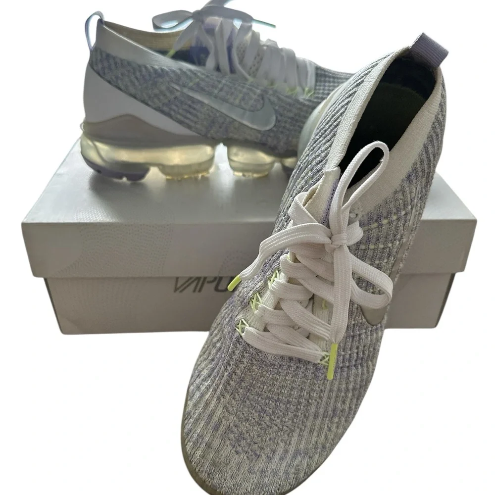 Nike VaperMax flying grey purple and White Athletic Sneakers with Knit Upper - Picture 4 of 11